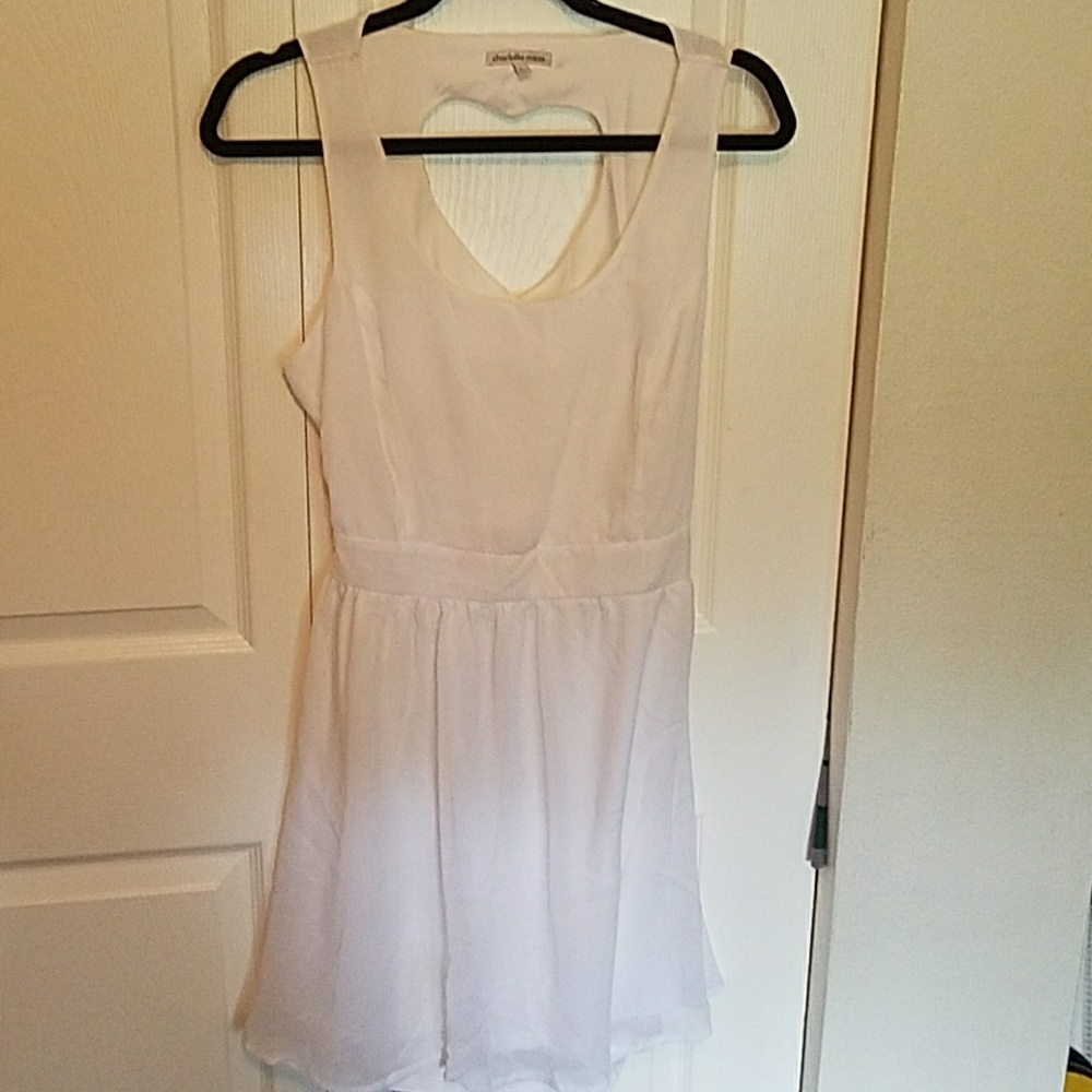 White Heart-Cut Out Skater Dress